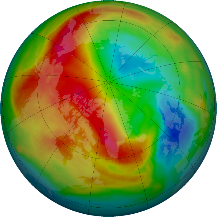 Arctic ozone map for 05 February 1990